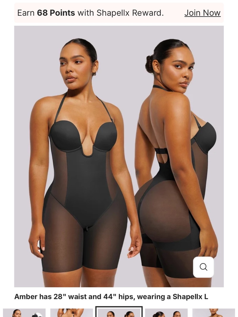 Strapless Plunge Shaping Bodysuit with Halter Support - Black